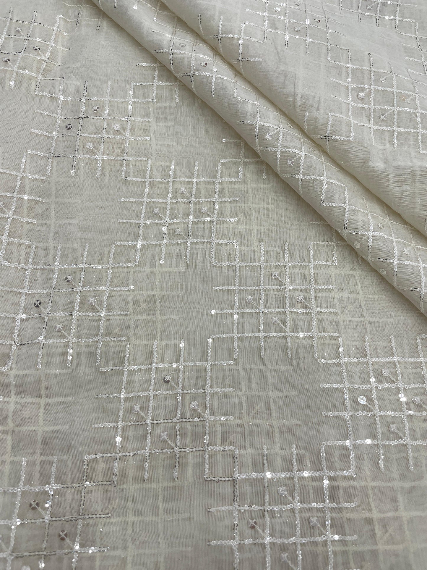 Chanderi Silk Embroidery (Dyeable) 44"inch