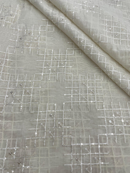 Chanderi Silk Embroidery (Dyeable) 44"inch