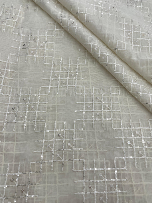 Chanderi Silk Embroidery (Dyeable) 44"inch