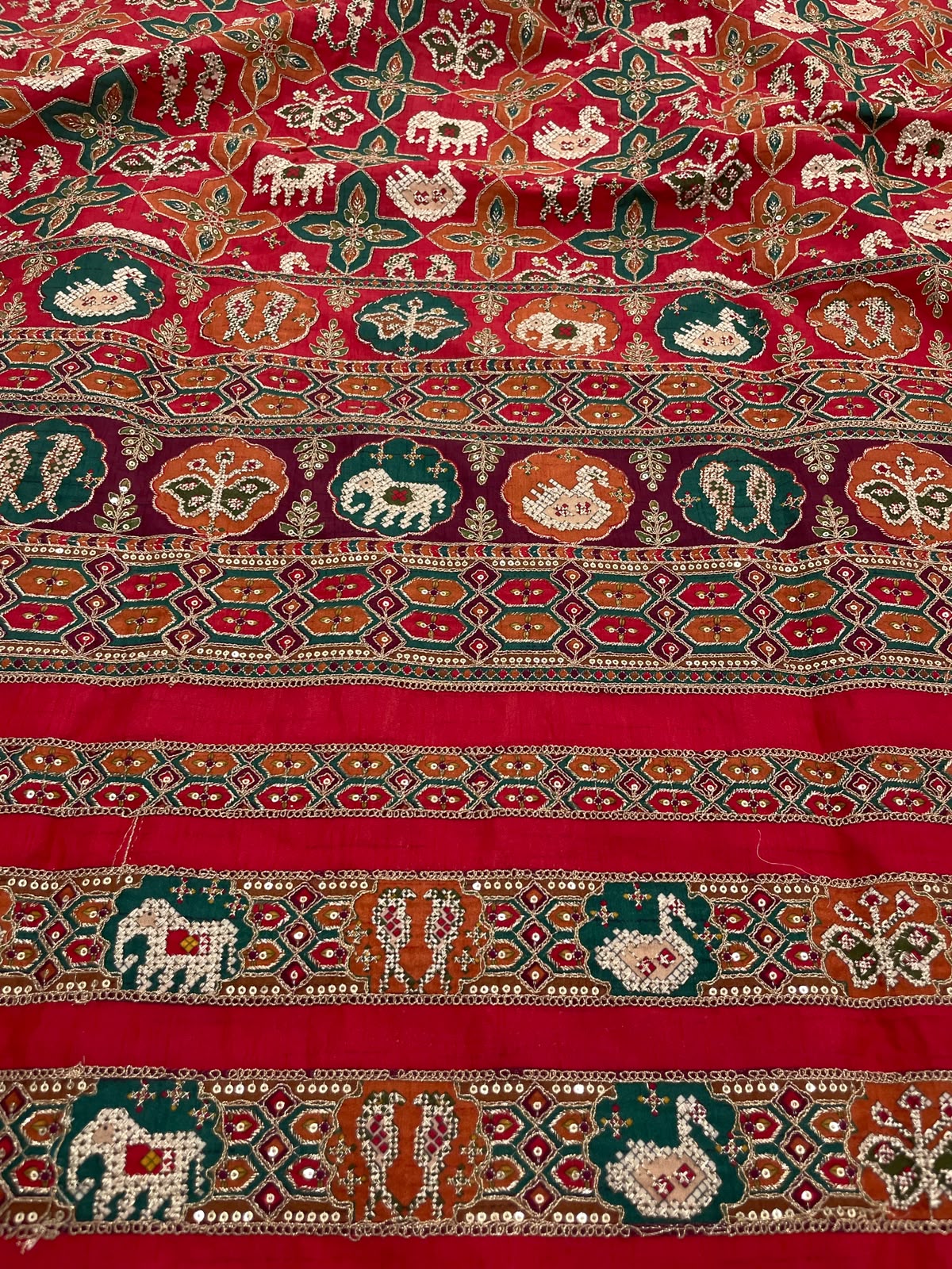Crepe Patola Print With Position Print Emboidery (44"inch)