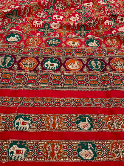 Crepe Patola Print With Position Print Emboidery (44"inch)