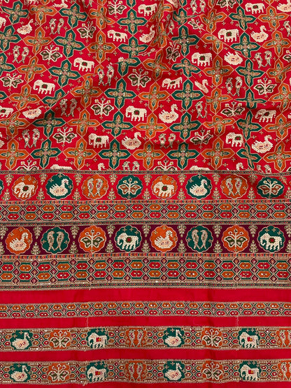 Crepe Patola Print With Position Print Emboidery (44"inch)