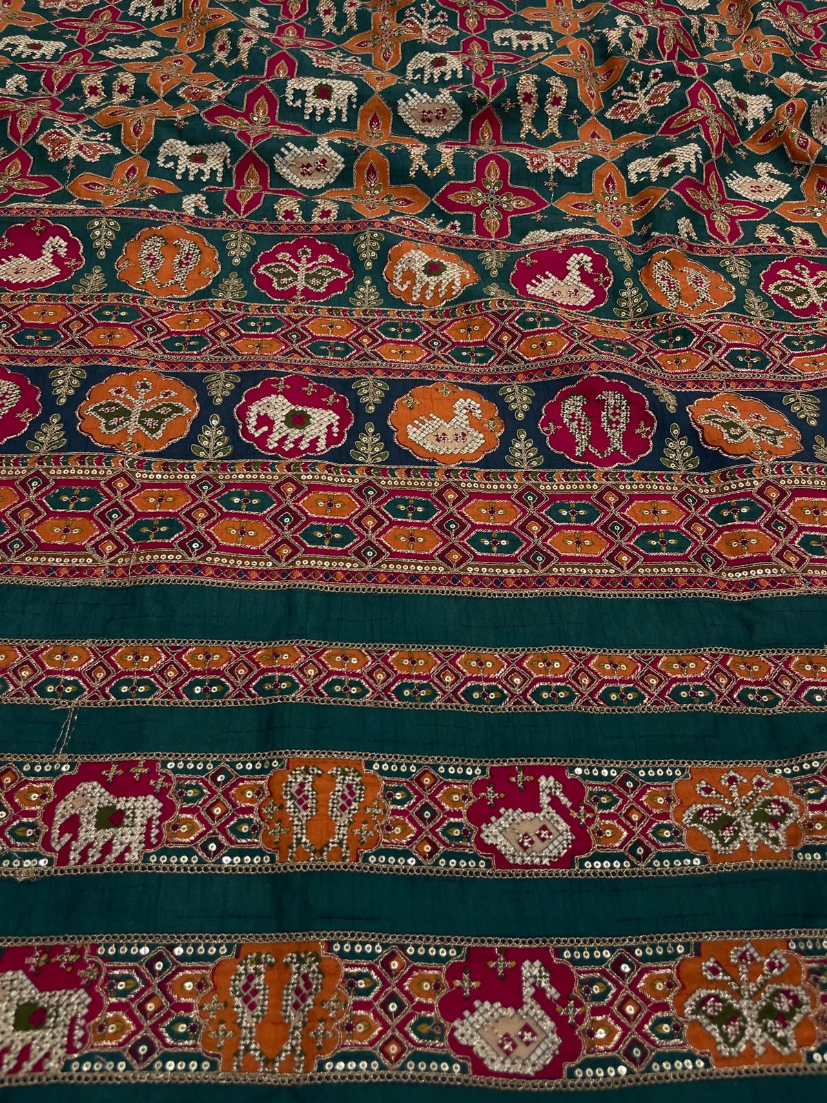 Crepe Patola Print With Position Print Emboidery (44"inch)