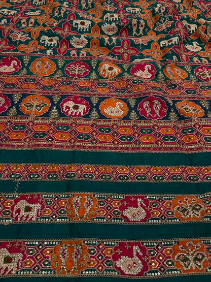 Crepe Patola Print With Position Print Emboidery (44"inch)