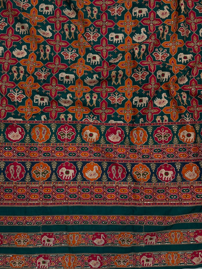 Crepe Patola Print With Position Print Emboidery (44"inch)