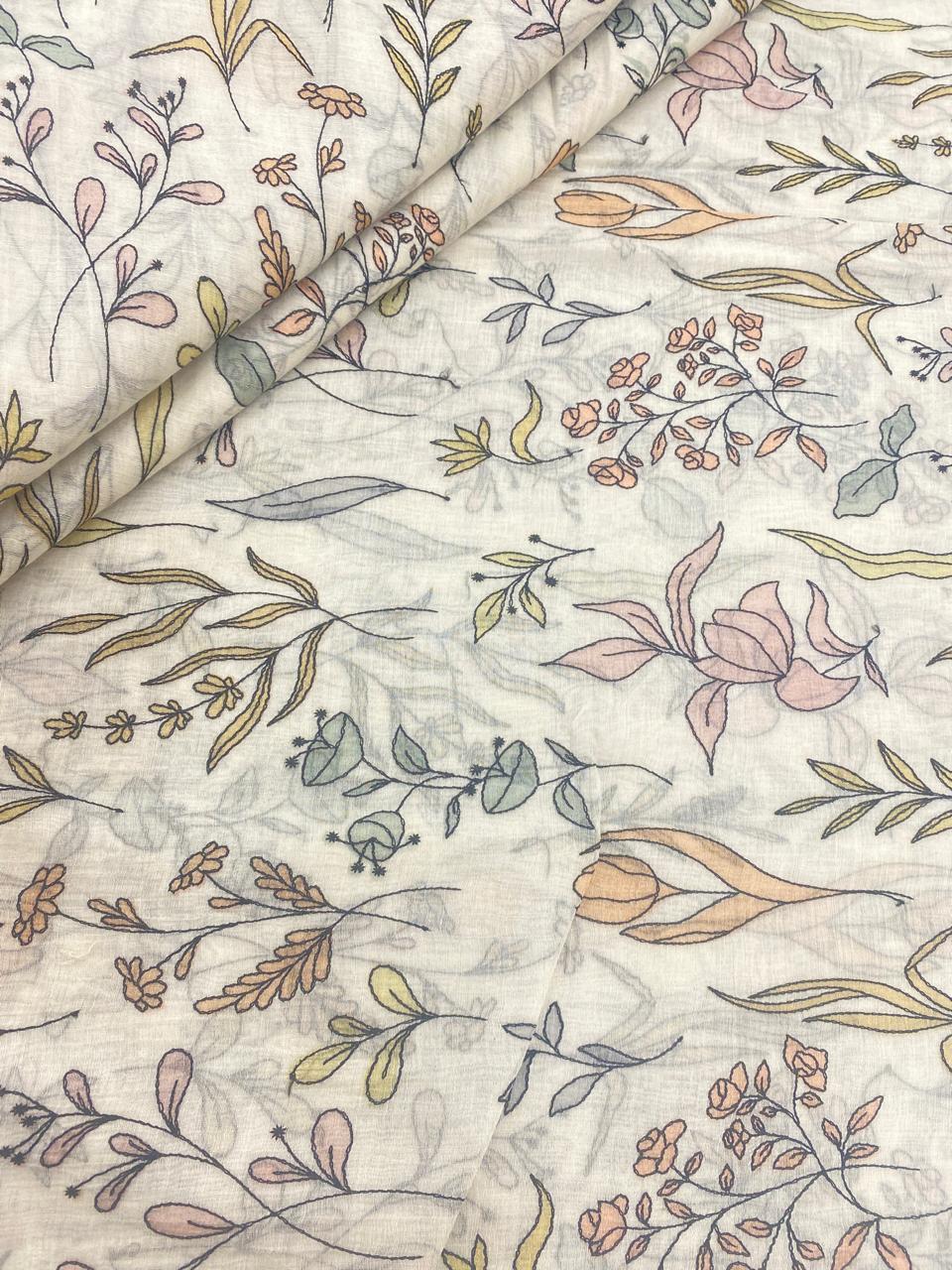 Silk Chanderi Embroidery (44"inch)