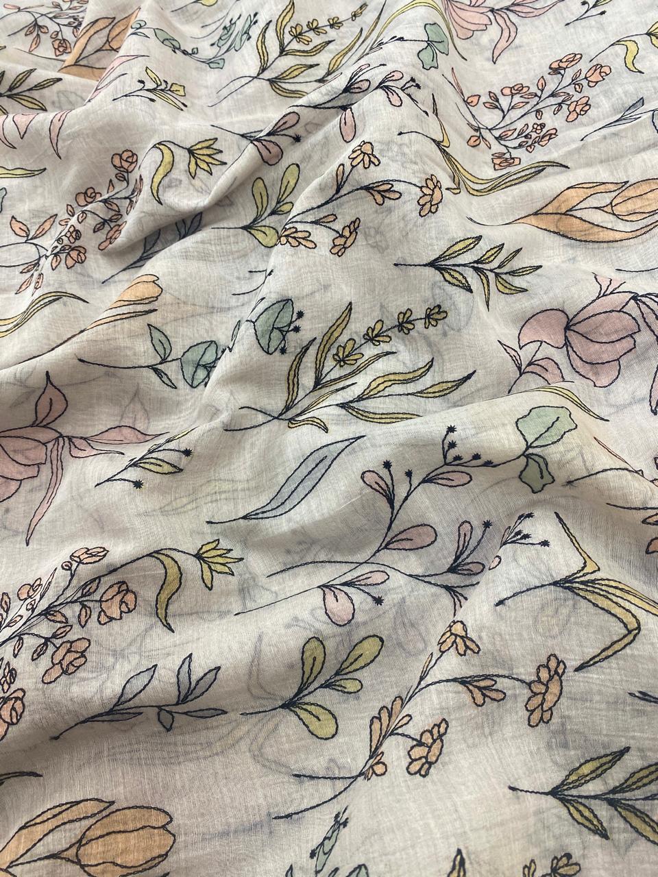 Silk Chanderi Embroidery (44"inch)
