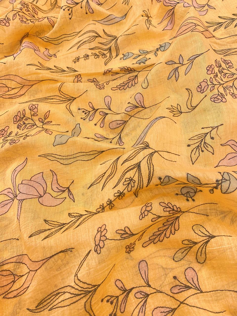 Silk Chanderi Embroidery (44"inch)