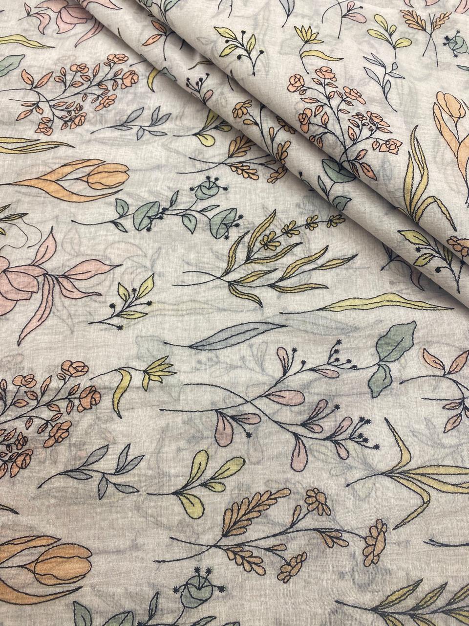 Silk Chanderi Embroidery (44"inch)