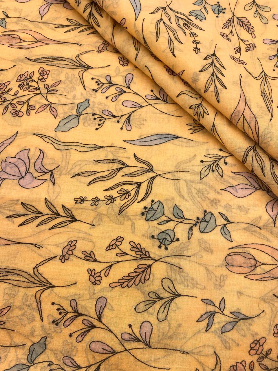Silk Chanderi Embroidery (44"inch)