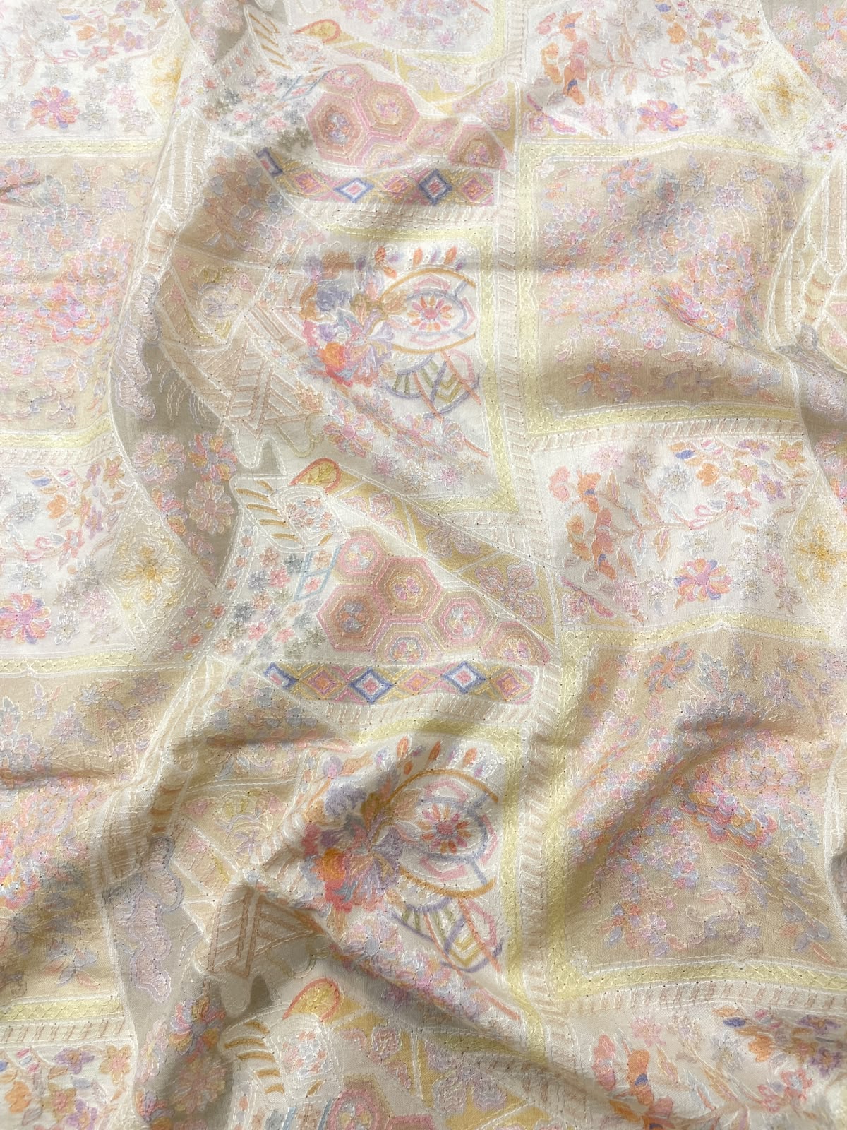 Dola Silk Position Print Embroidery (44"inch)
