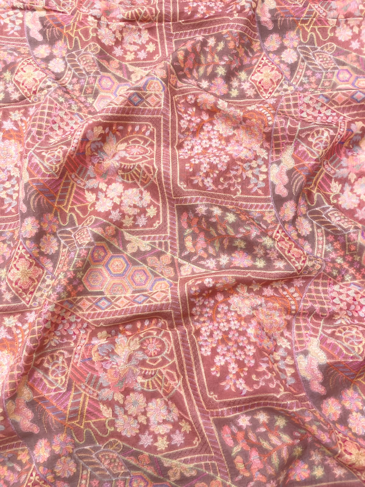 Dola Silk Position Print Embroidery (44"inch)