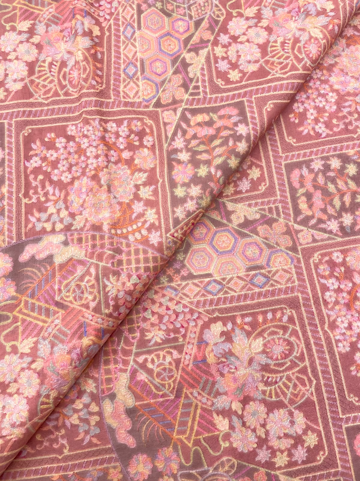 Dola Silk Position Print Embroidery (44"inch)