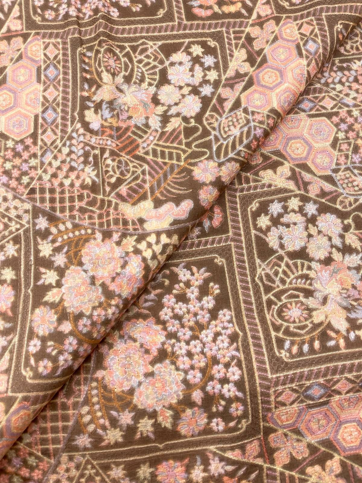 Dola Silk Position Print Embroidery (44"inch)