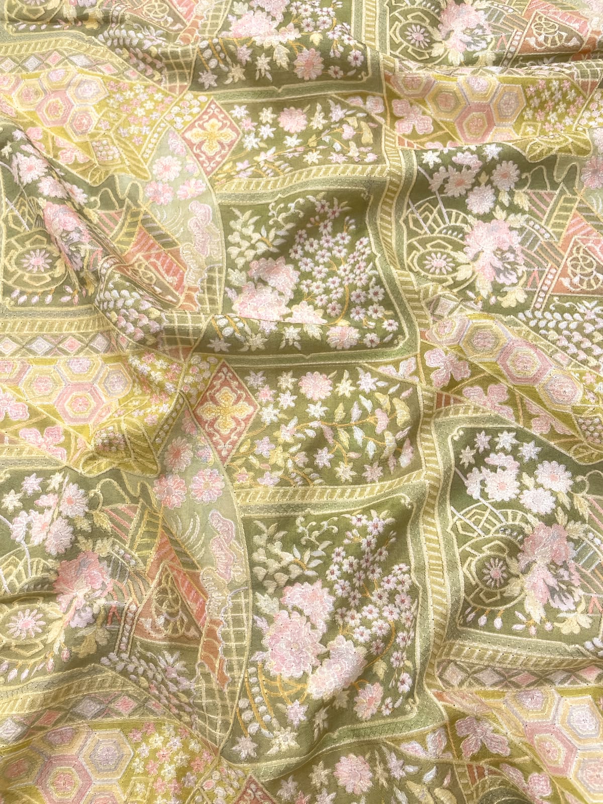 Dola Silk Position Print Embroidery (44"inch)