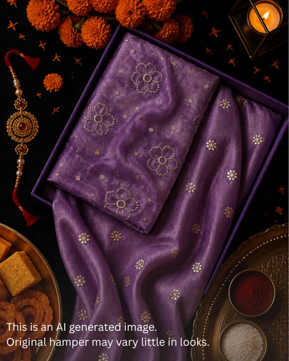 Rakhi Special Glass Organza Sequence Embroidery Set