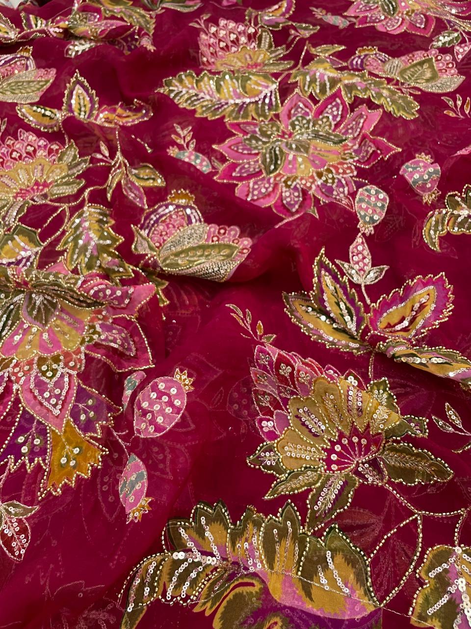 Rakhi Special Viscose Organza Position Print Embroidery Set