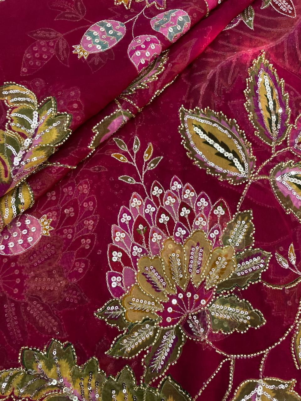 Rakhi Special Viscose Organza Position Print Embroidery Set