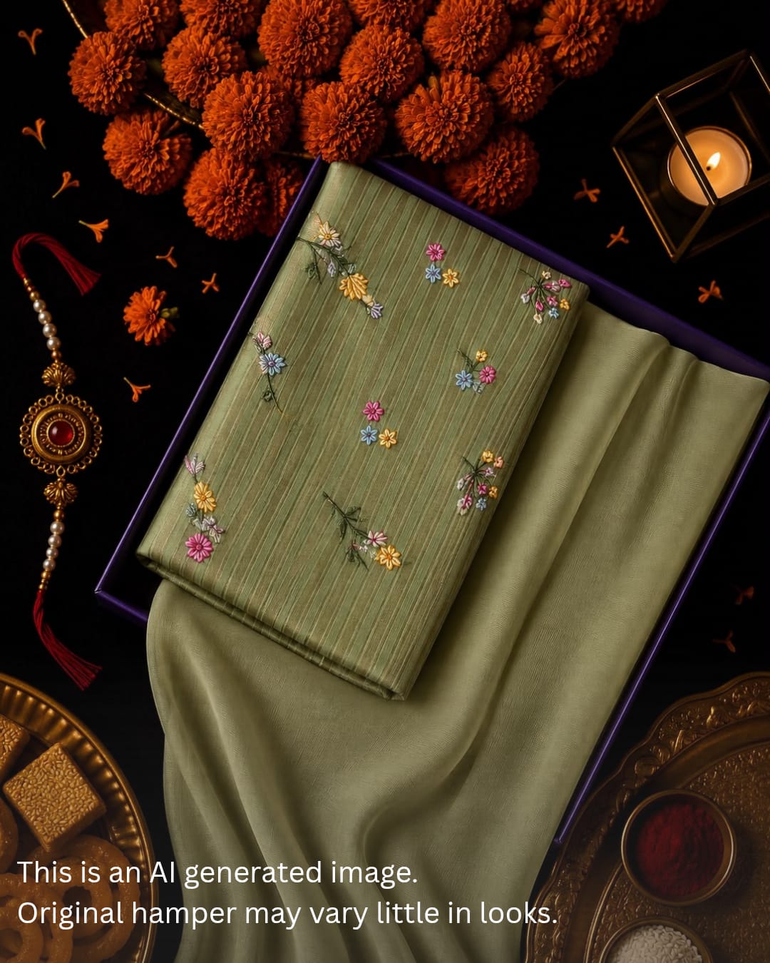 Rakhi Special Chanderi Multithread Embroidery Set