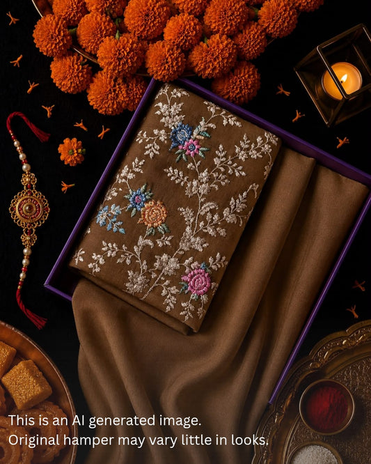 Rakhi Special Chanderi Mulithread Embroidery Set
