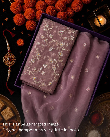 Rakhi Special Silk Organza Embroidery Set
