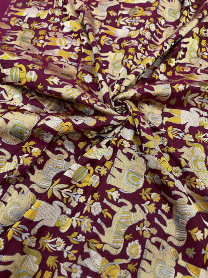 Pure Banarasi Katan Silk Meena Resham Jaquard
