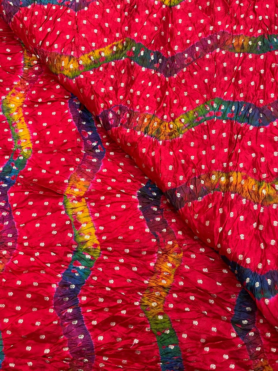 Hand Bandhani on Pure Silk Fabric