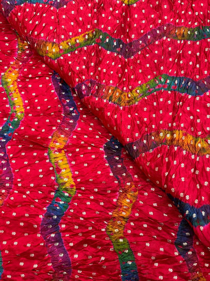 Hand Bandhani on Pure Silk Fabric