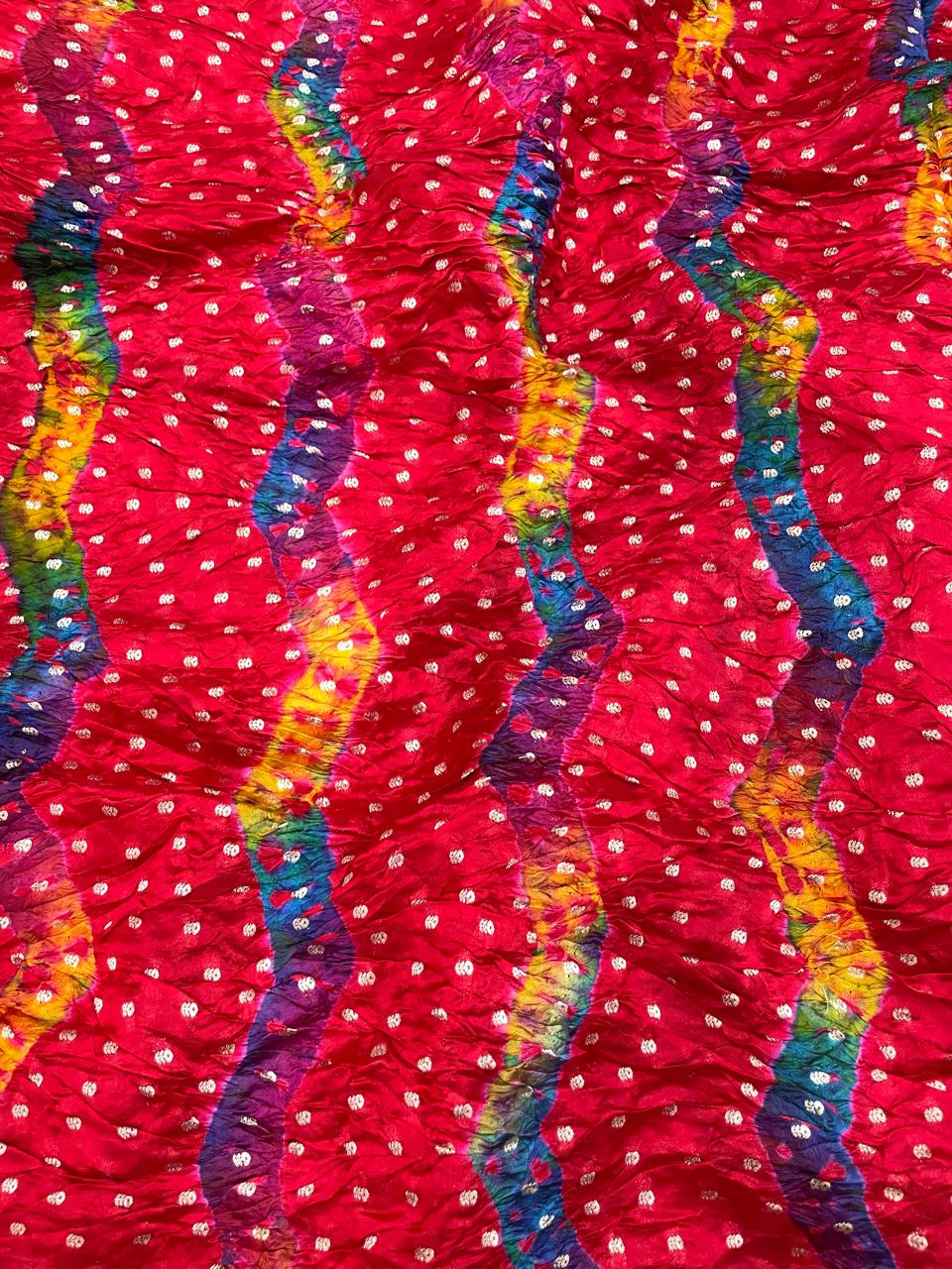 Hand Bandhani on Pure Silk Fabric