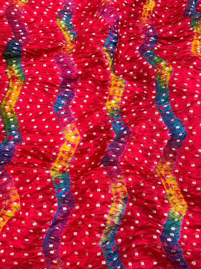 Hand Bandhani on Pure Silk Fabric