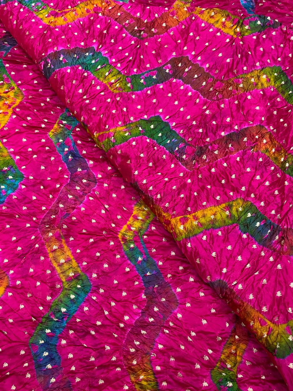 Hand Bandhani on Pure Silk Fabric