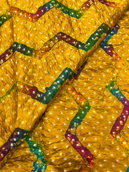 Hand Bandhani on Pure Silk Fabric