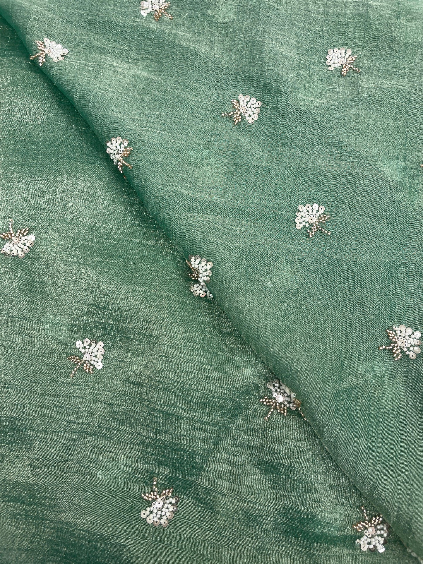 Crush Tissue Embroidery With Beads