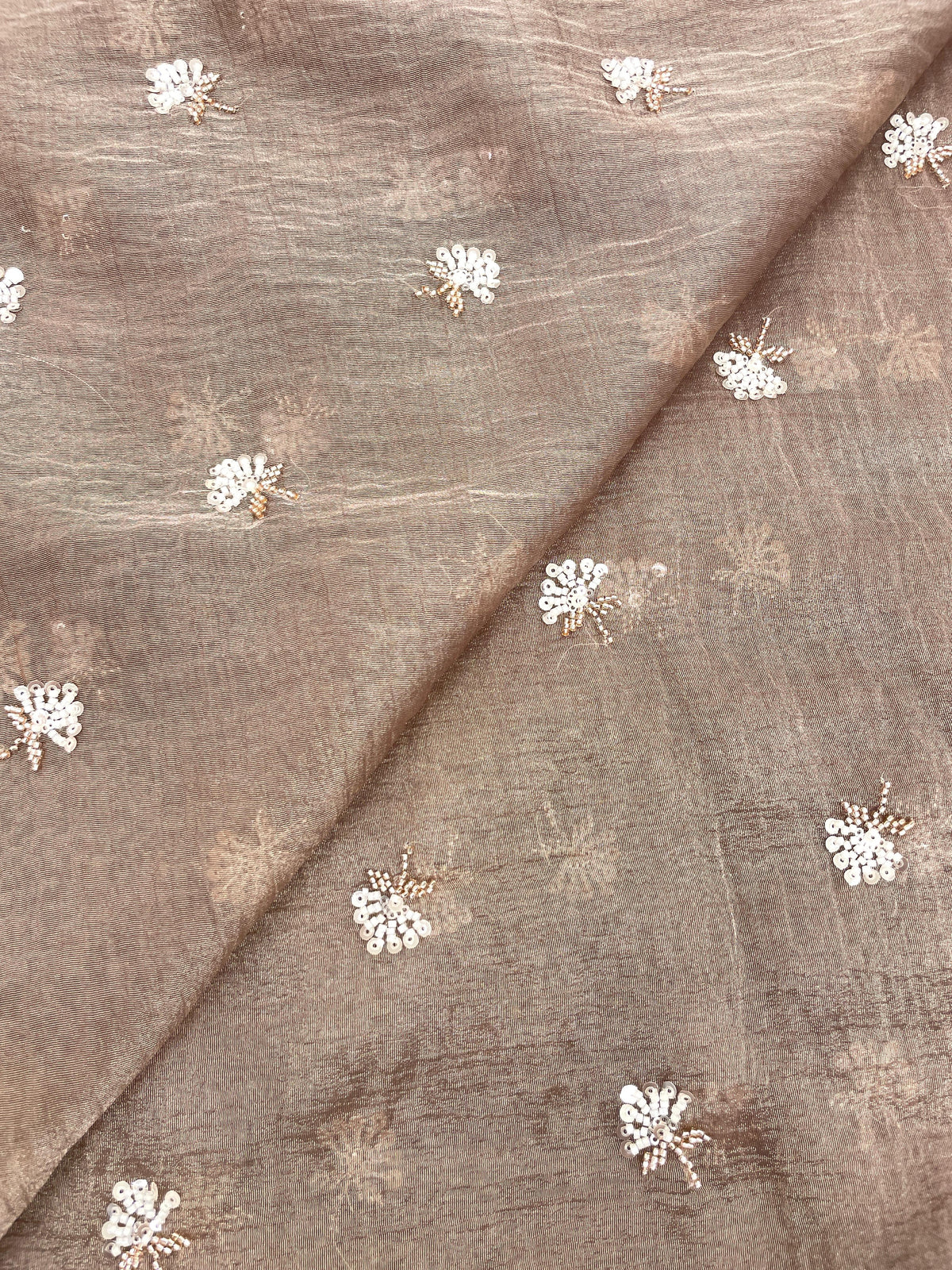 Crush Tissue Embroidery With Beads