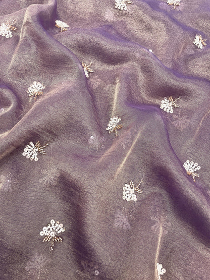 Crush Tissue Embroidery With Beads