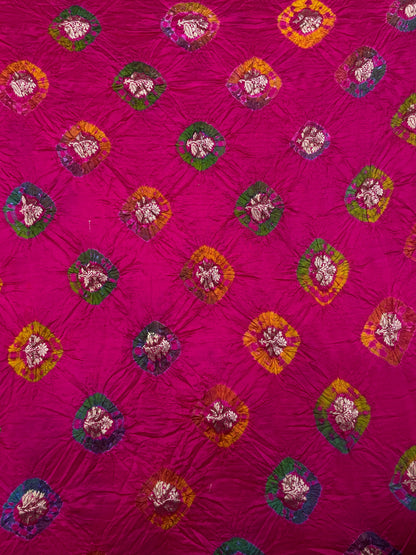 Pure silk zari butti with hand bandhani