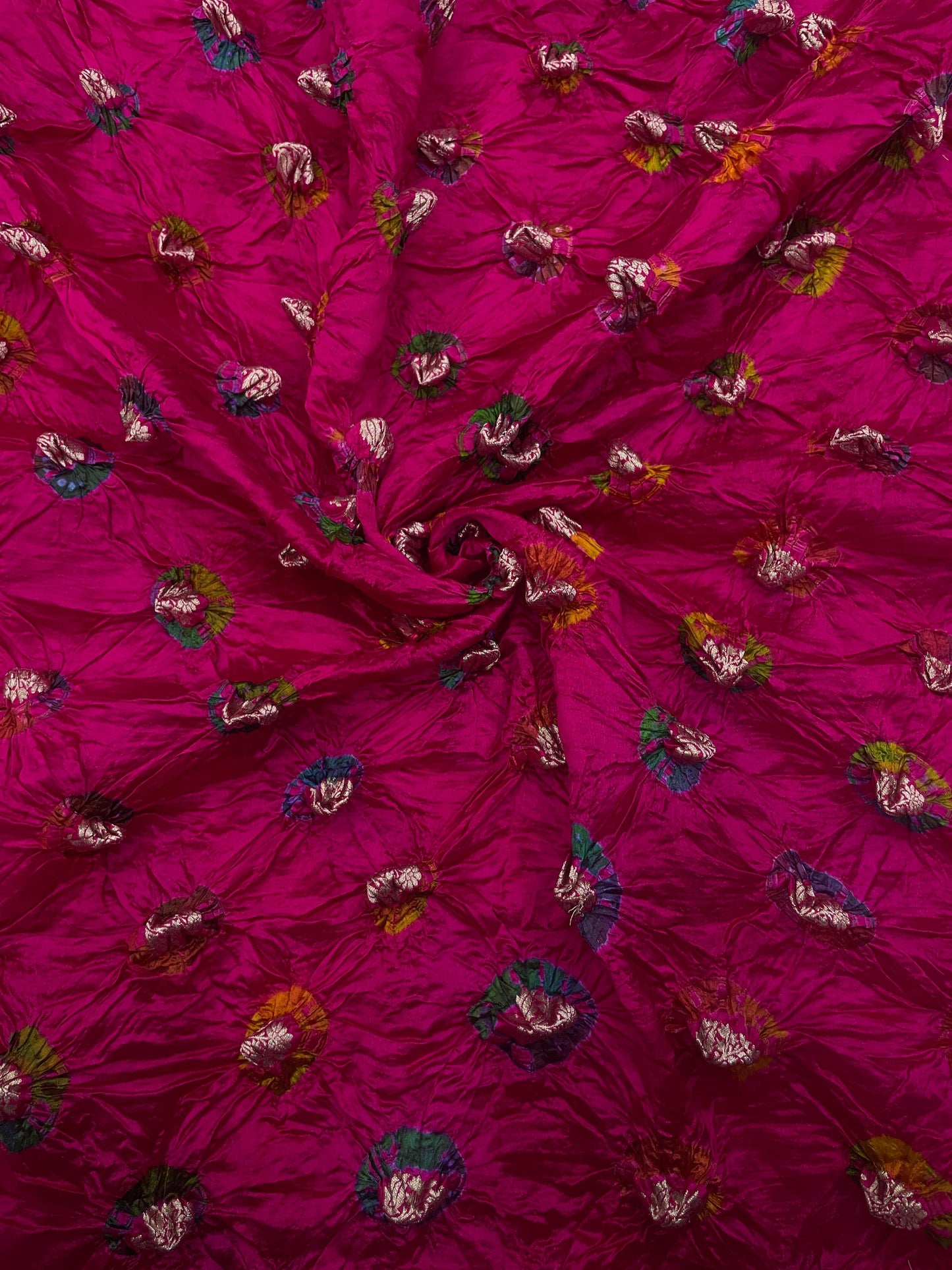 Pure silk zari butti with hand bandhani