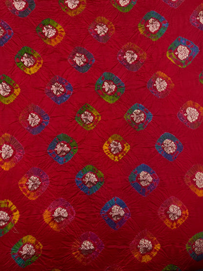 Pure silk zari butti with hand bandhani