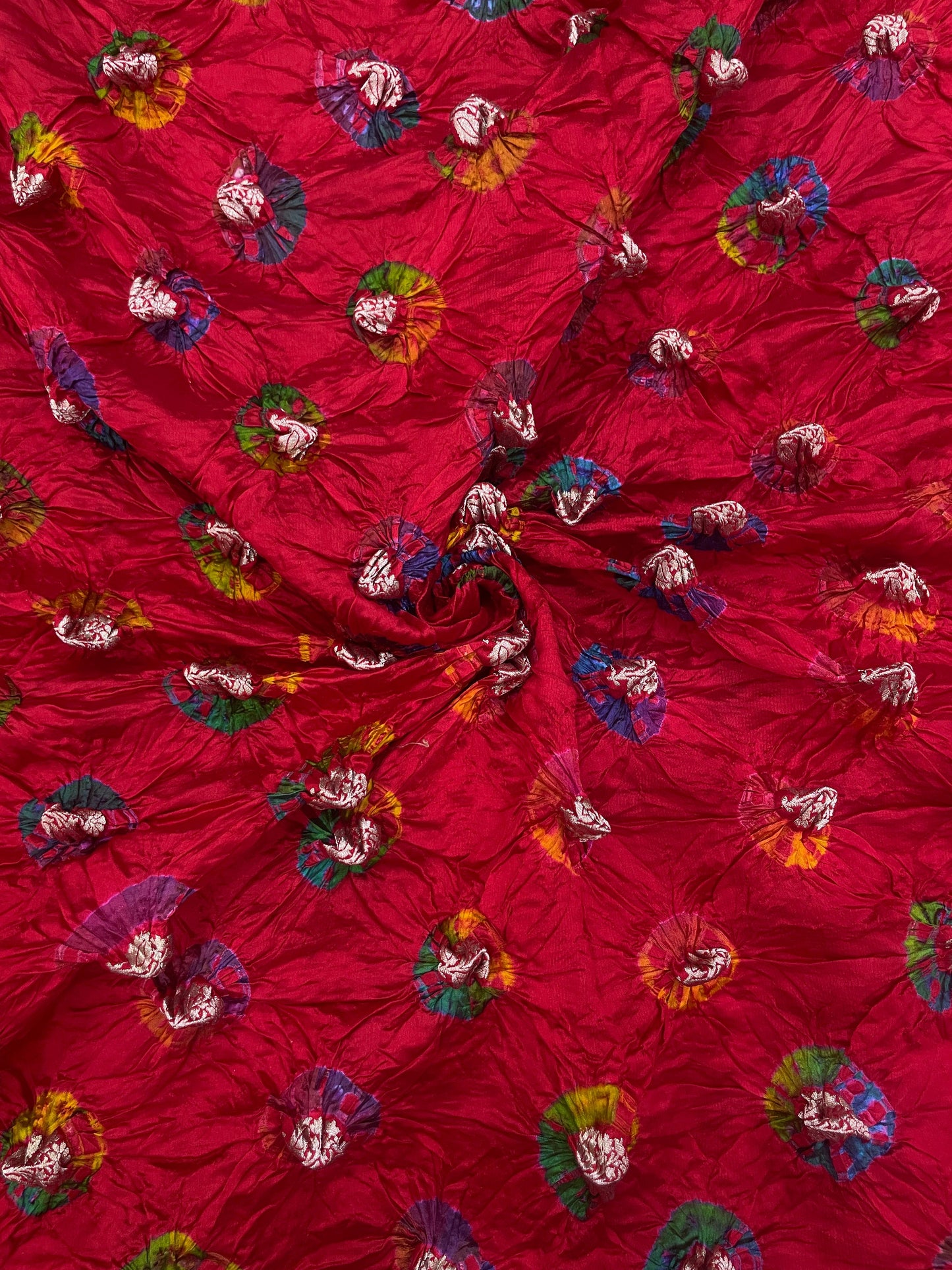 Pure silk zari butti with hand bandhani