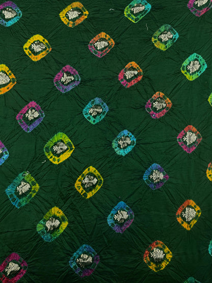 Pure silk zari butti with hand bandhani