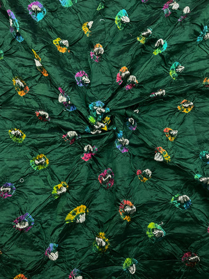 Pure silk zari butti with hand bandhani