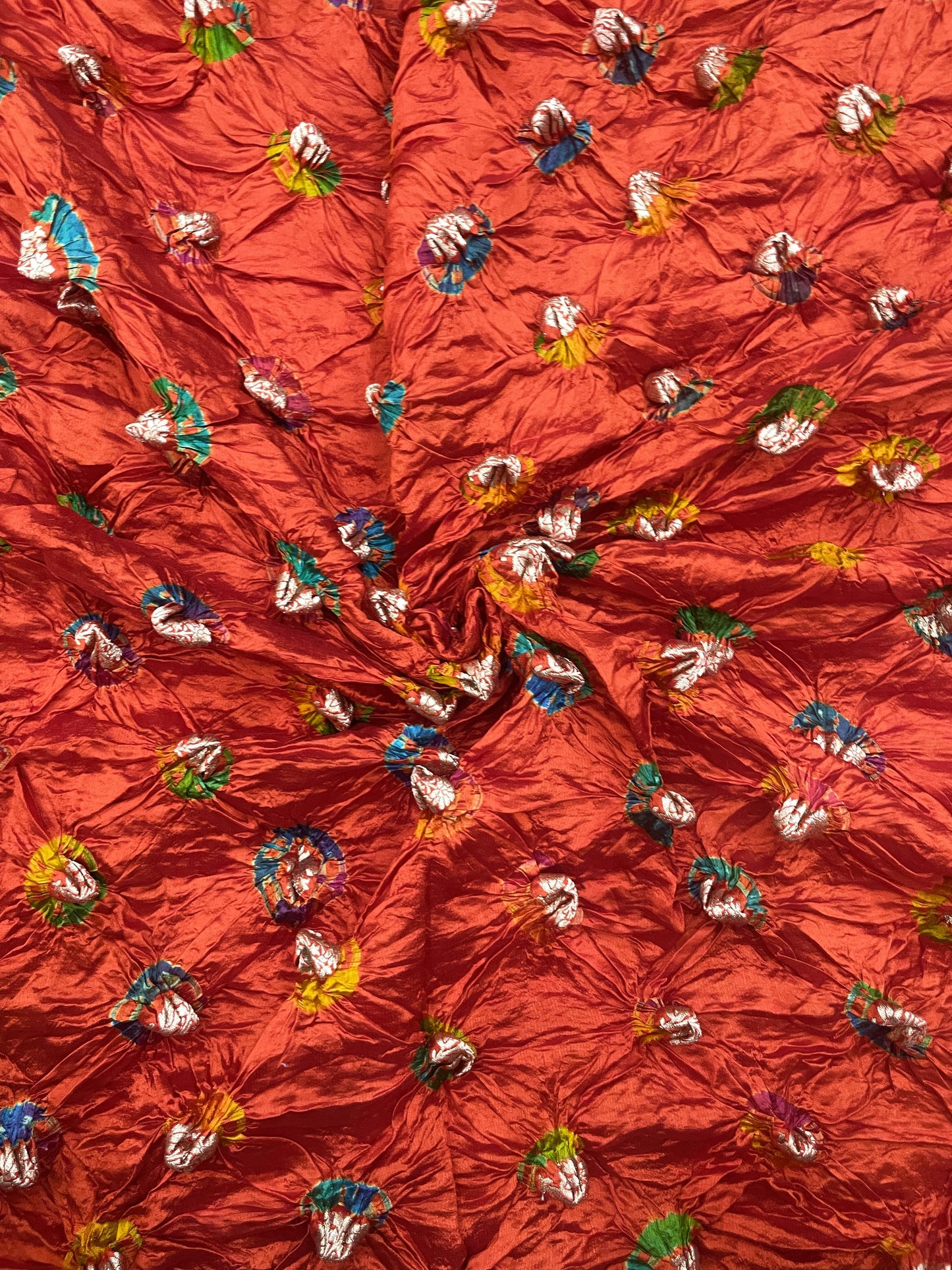 Pure silk zari butti with hand bandhani
