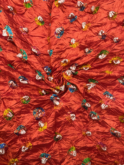 Pure silk zari butti with hand bandhani