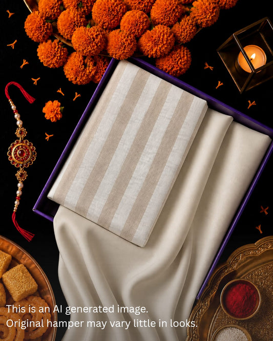 Rakhi Special Chanderi Tissue Stripes Set