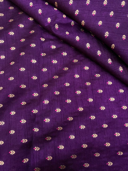 Pure Dupion Silk Meena Zari Butti (44"inch)