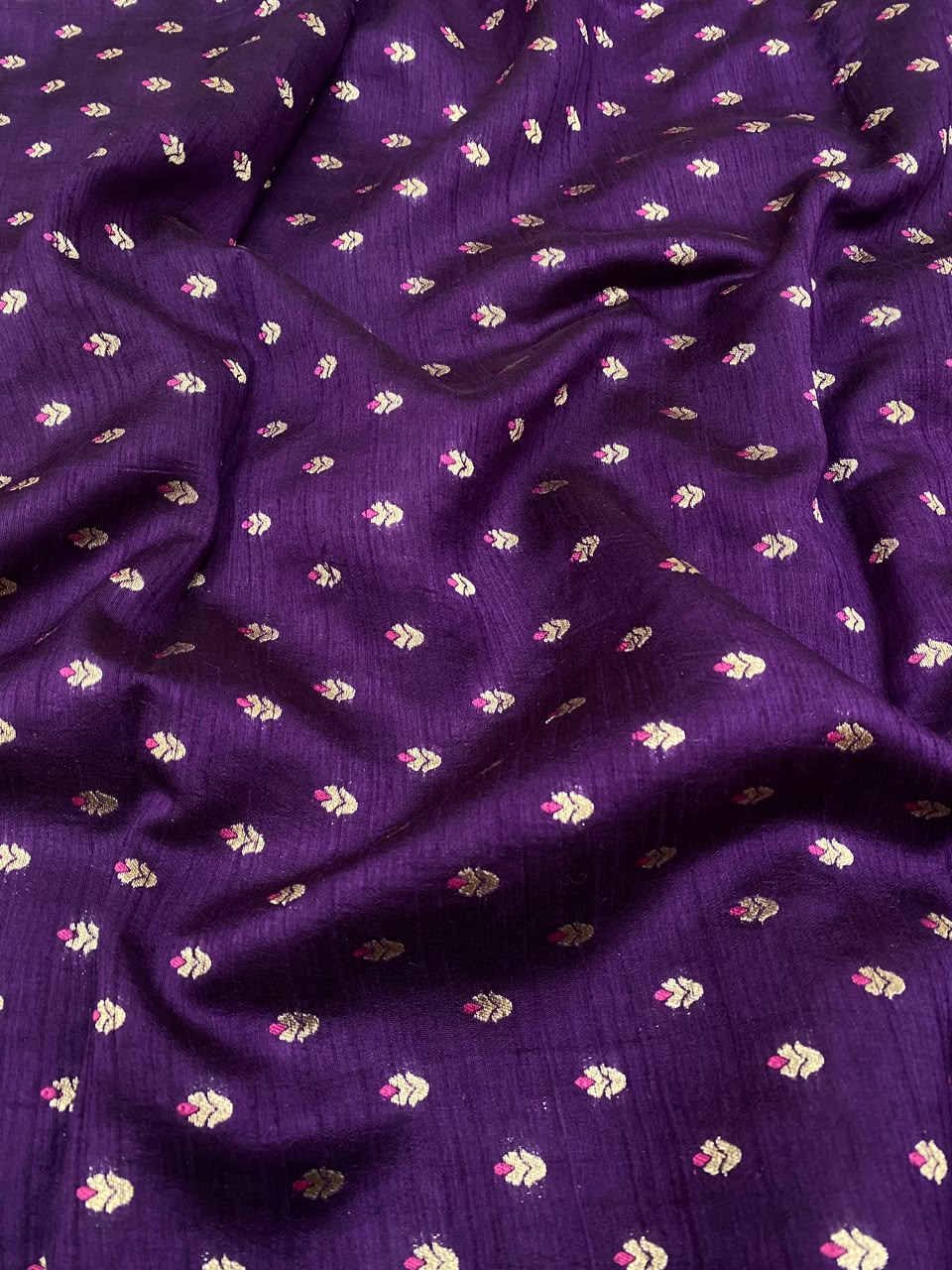 Pure Dupion Silk Meena Zari Butti (44"inch)