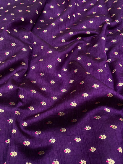 Pure Dupion Silk Meena Zari Butti (44"inch)