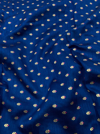 Pure Dupion Silk Meena Zari Butti (44"inch)