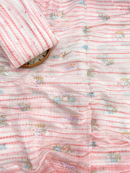 Pure Banarasi Chanderi Embroidery With Sibori Fabric Set (44'inch)