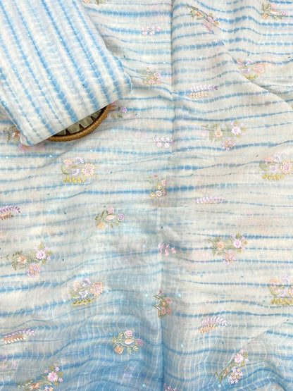 Pure Banarasi Chanderi Embroidery With Sibori Fabric Set (44'inch)